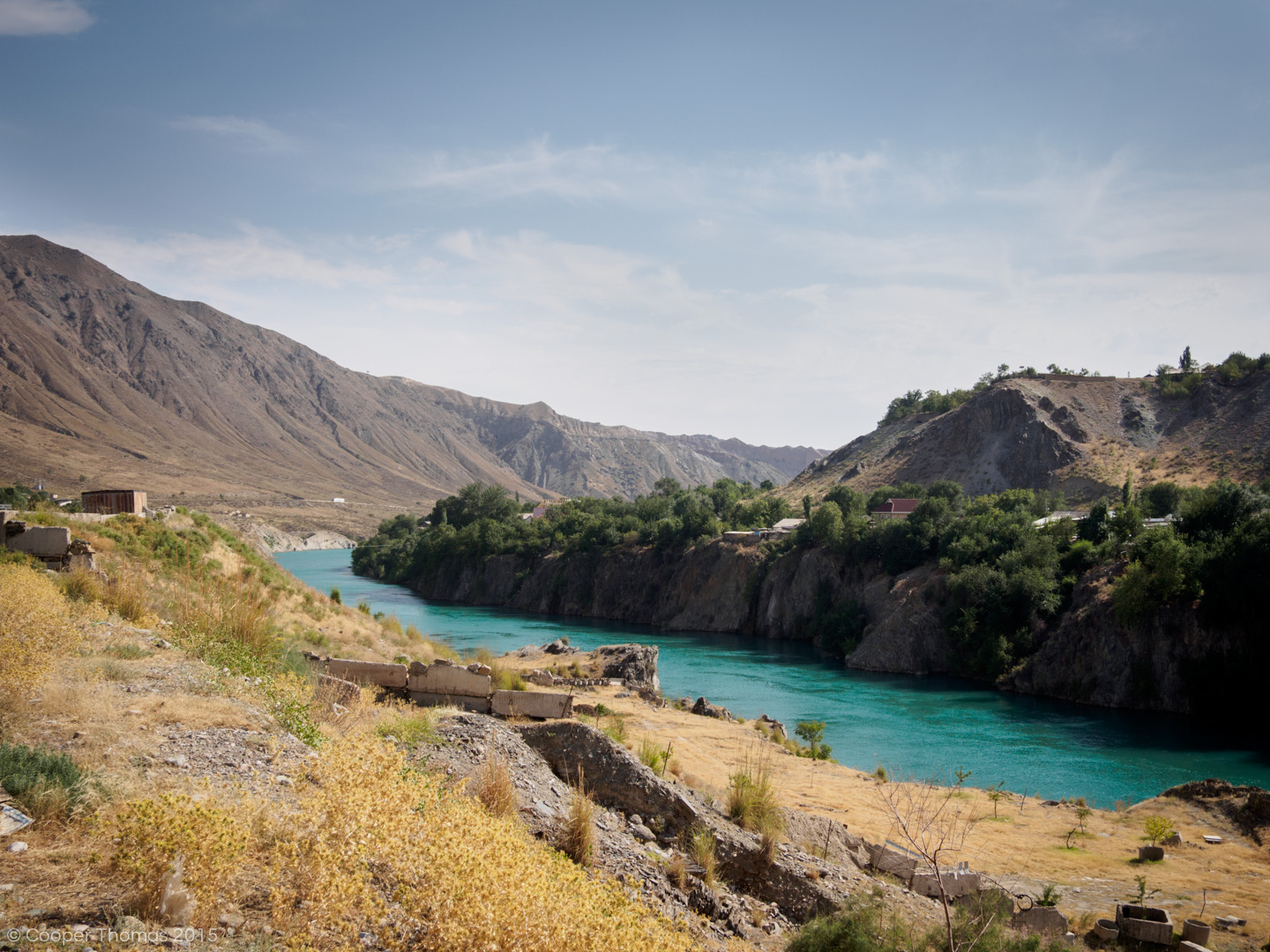 Driving along the Naryn River